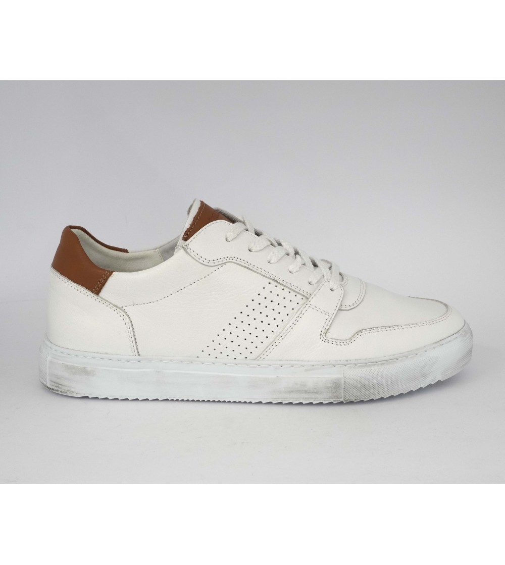 Grunland Sneakers Uomo Cassetta Extra Leggero Bianco Cuoio