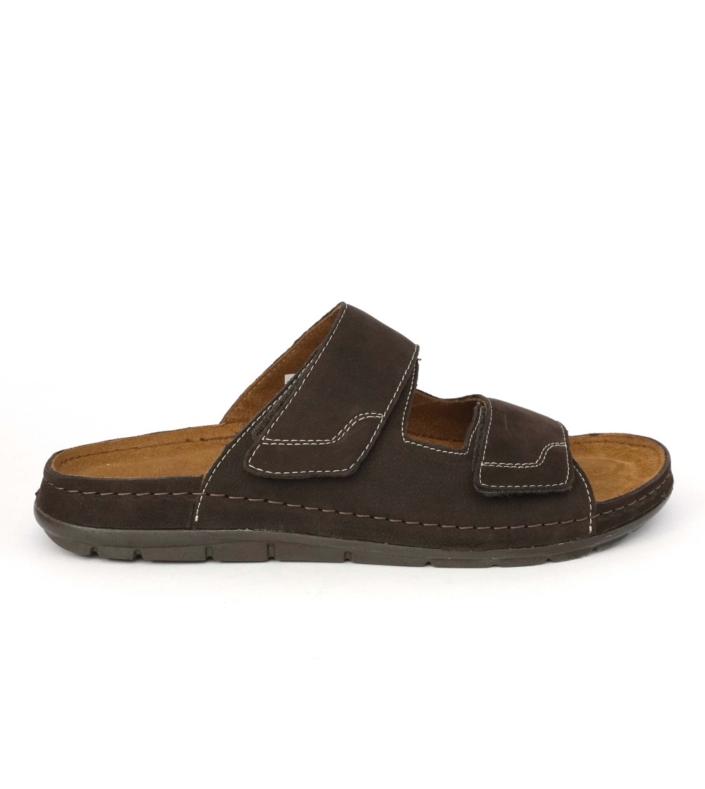 Grunland Ciabatta Uomo Bio Soft 2 Velcro Camoscio Testa di Moro