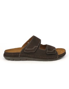 Grunland Ciabatta Uomo Bio Soft 2 Velcro Camoscio Testa di Moro