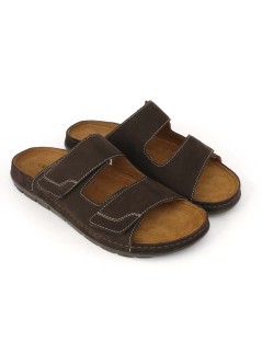 Grunland Ciabatta Uomo Bio Soft 2 Velcro Camoscio Testa di Moro