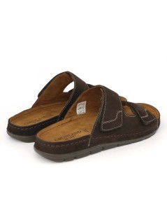 Grunland Ciabatta Uomo Bio Soft 2 Velcro Camoscio Testa di Moro