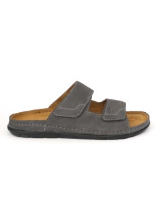 Grunland Ciabatta Uomo Bio Soft 2 Velcro Camoscio Antracite