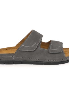 Grunland Ciabatta Uomo Bio Soft 2 Velcro Camoscio Antracite