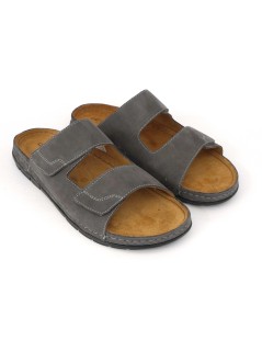 Grunland Ciabatta Uomo Bio Soft 2 Velcro Camoscio Antracite