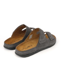 Grunland Ciabatta Uomo Bio Soft 2 Velcro Camoscio Antracite