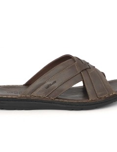 Grunland Ciabatta Uomo Incrocio Cucita Sottopelle Ebano