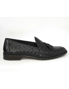 Franco Fedele Mocassino Uomo Slim Intrecciato Nappine Blu Navy