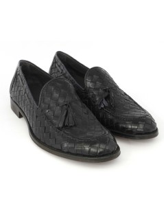 Franco Fedele Mocassino Uomo Slim Intrecciato Nappine Blu Navy