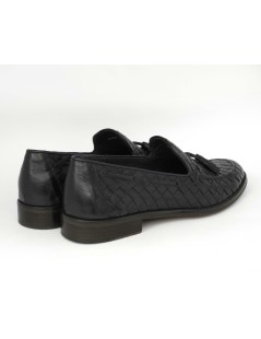 Franco Fedele Mocassino Uomo Slim Intrecciato Nappine Blu Navy
