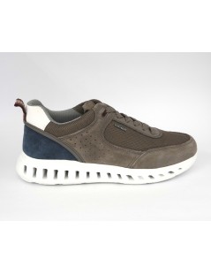 Geox Sneakers Uomo Outstream Fondo Alto Tessuto Grigio
