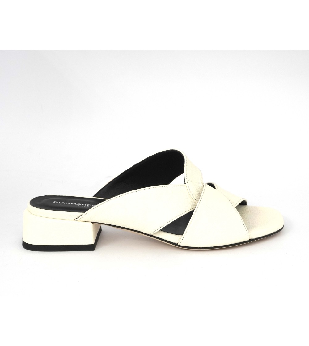 Gianmarco Sorelli Ciabattina Intreccio Tacco Medio Latte