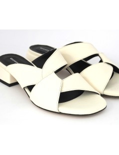 Gianmarco Sorelli Ciabattina Intreccio Tacco Medio Latte