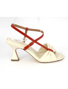 Gianmarco Sorelli Sandalo Clessidra Trasversale Nappa Vernice Latte Rosso