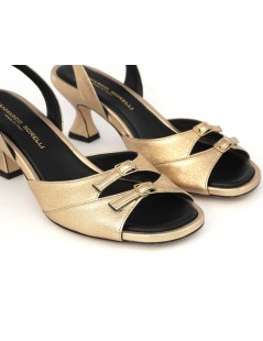 Gianmarco Sorelli Sandalo Clessidra 2 Fibbiette Laminato Cipria