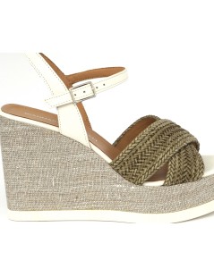 Gianmarco Sorelli Vale Sandalo Zeppa Alta Corda Rafia Oliva