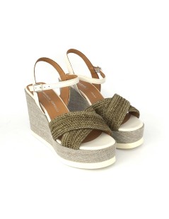 Gianmarco Sorelli Vale Sandalo Zeppa Alta Corda Rafia Oliva