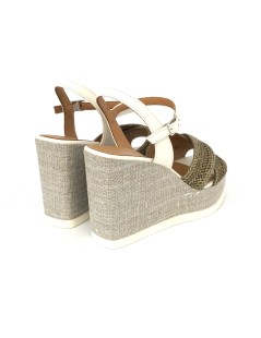 Gianmarco Sorelli Vale Sandalo Zeppa Alta Corda Rafia Oliva