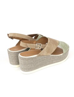 Gianmarco Sorelli JIL Sandalo Zeppa Corda Incrocio Menta Taupe