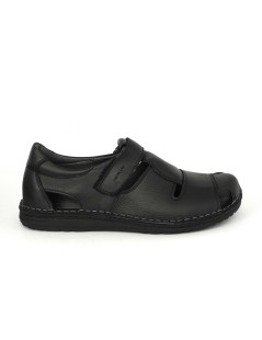 Grunland Sandalo Chiuso Velcro Gabbietta Pelle Nero