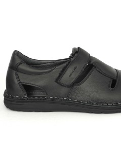 Grunland Sandalo Chiuso Velcro Gabbietta Pelle Nero