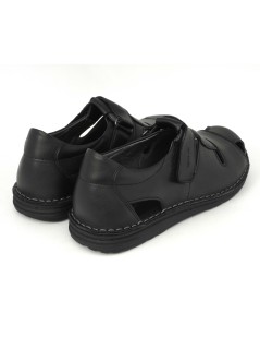 Grunland Sandalo Chiuso Velcro Gabbietta Pelle Nero