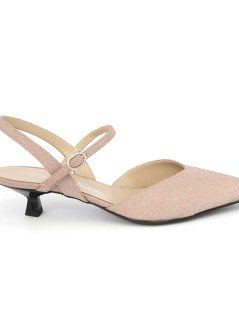 Emanuela Passeri Slingback Tacco Basso Tessuto Glitter Rosa