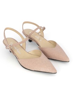 Emanuela Passeri Slingback Tacco Basso Tessuto Glitter Rosa