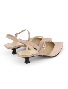 Emanuela Passeri Slingback Tacco Basso Tessuto Glitter Rosa