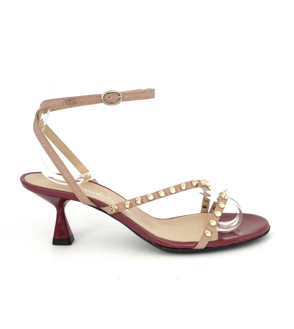 Emanuela Passeri Sandalo Fascette Trasversali Borchiette Viola