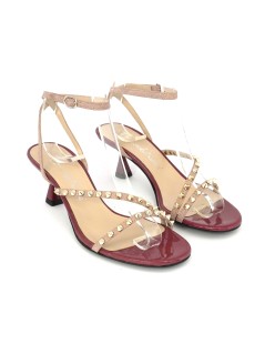 Emanuela Passeri Sandalo Fascette Trasversali Borchiette Viola