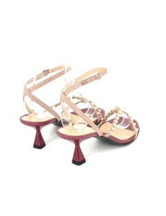 Emanuela Passeri Sandalo Fascette Trasversali Borchiette Viola