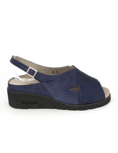 F.lli Tomasi Sandalo Zeppa Plantare Incrocio Camoscio Bluette