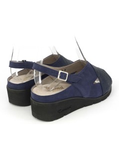 F.lli Tomasi Sandalo Zeppa Plantare Incrocio Camoscio Bluette