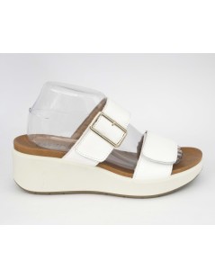 Enval Soft Ciabatta Zeppa Media 2 Velcro Nappa Bianco