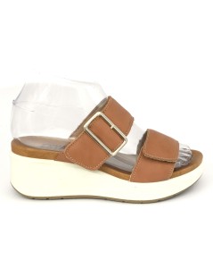 Enval Soft Ciabatta Zeppa Media 2 Velcro Nappa Cuoio