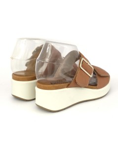 Enval Soft Ciabatta Zeppa Media 2 Velcro Nappa Cuoio