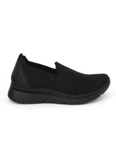 Enval Soft Slipon Donna Tessuto a Calza Strass Tutto Nero