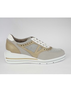 F.lli Tomasi Sneakers Comfort Plantare Pelle Tessuto Tortora