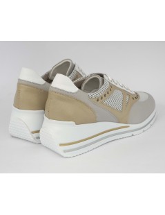 F.lli Tomasi Sneakers Comfort Plantare Pelle Tessuto Tortora