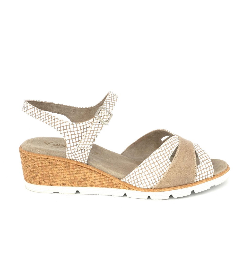 F.lli Tomasi Sandalo Zeppa Sughero Braccialetto Camoscio Fango