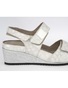 F.lli Tomasi Sandalo Zeppa Comofort 3 Velcro Vernice Polvere