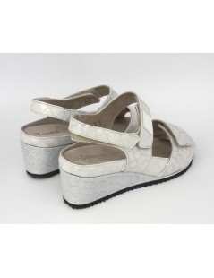 F.lli Tomasi Sandalo Zeppa Comofort 3 Velcro Vernice Polvere