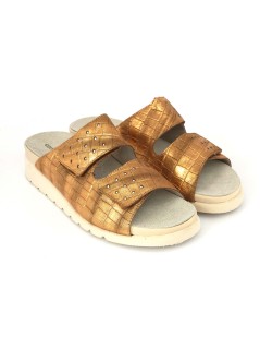 F.lli Tomasi Ciabatta Estraibile 2 Velcro Strass Stampa Cocco Cuoio
