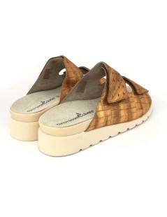F.lli Tomasi Ciabatta Estraibile 2 Velcro Strass Stampa Cocco Cuoio