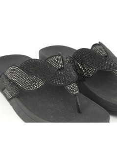 Fit Flop Ciabatta Infradito Paisley Rope Treccia Strass Nero