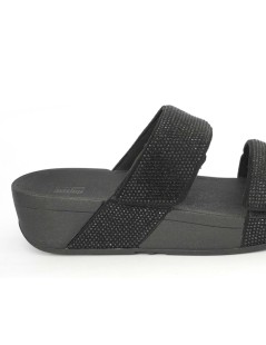 Fit Flop  Ciabatta Mina Crystal 2 Velcro Strass Nero