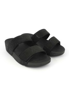 Fit Flop  Ciabatta Mina Crystal 2 Velcro Strass Nero