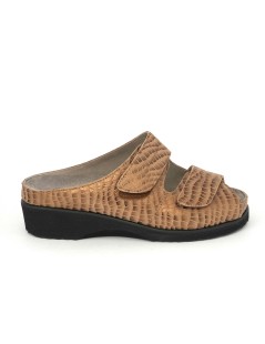 F.lli Tomasi Ciabatta Confort 2 Velcro Camoscio Stampato Bronzo