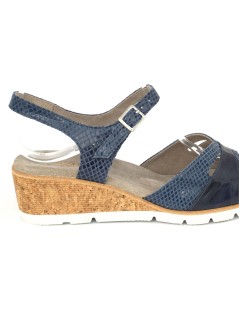 F.lli Tomasi Sandalo Zeppa Sughero Braccialetto Camoscio Blu