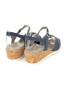 F.lli Tomasi Sandalo Zeppa Sughero Braccialetto Camoscio Blu